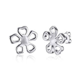 Stud Earrings - Sterling Silver Hollow Floral Petal Stud Earring UK