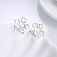 Stud Earrings - Sterling Silver Hollow Floral Petal Stud Earring UK