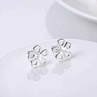 Stud Earrings - Sterling Silver Hollow Floral Petal Stud Earring UK