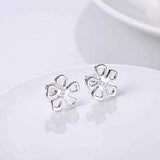 Stud Earrings - Sterling Silver Hollow Floral Petal Stud Earring UK