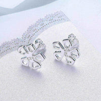 Stud Earrings - Sterling Silver Hollow Floral Petal Stud Earring UK