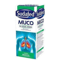 SUDAFED Muco menthol syrup 150ml 12+ guaiphenesin, dry cough, dry cough remedy UK