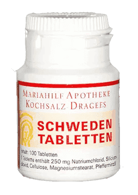 Swedish, SWEDEN TABLETS, sodium chloride, silicon dioxide, peppermint oil UK