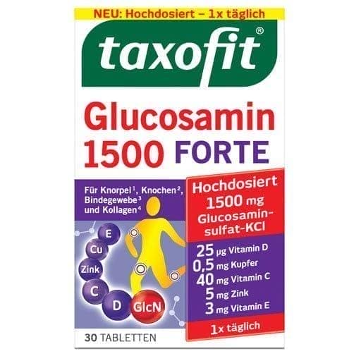 TAXOFIT Glucosamin 1500 FORTE, cholecalciferol, dl-alpha tocopherol UK