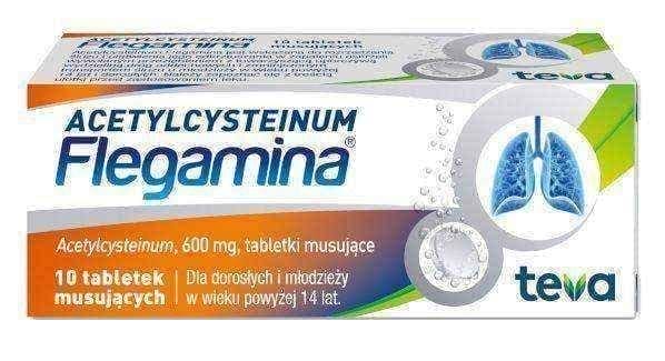TEVA Acetylcysteinum FLEGAMINA 600 mg x 10 effervescent tablets UK