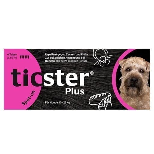 TICSTER Plus Spot-on solution for drip for dog 10-25kg 6X3 ml UK