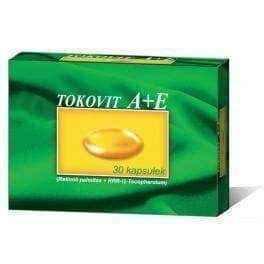 Tokovit A + E x 30 natural capsules, vitamin e for skin, vitamin a for skin, beta carotene supplement UK