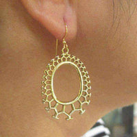 Tribal earrings - Handmade Golden Honeycomb Tribal Fusion Earrings (Indonesia) UK