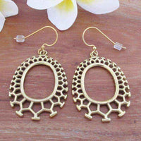 Tribal earrings - Handmade Golden Honeycomb Tribal Fusion Earrings (Indonesia) UK