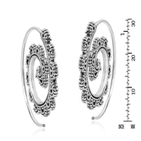 Tribal Wave Swirl Sterling Silver Spiral Pierce Hoop Earrings UK