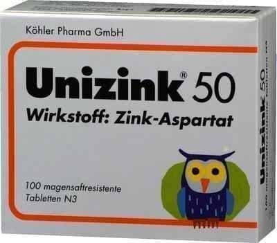 UNIZINK 50 gastro-resistant tablets 10X100 St UK