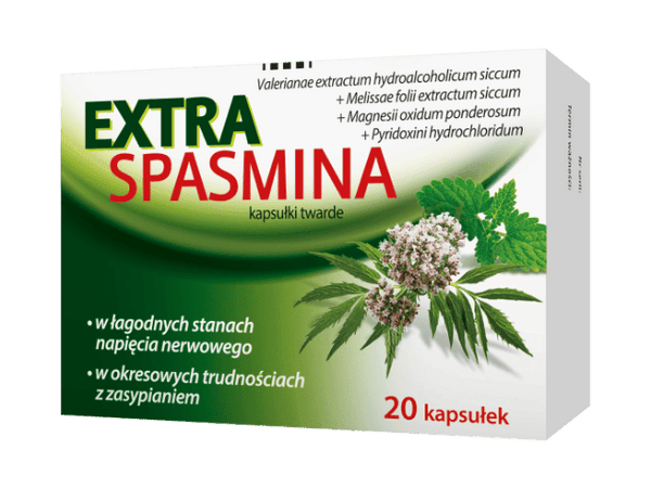 Valerian root extract, lemon balm herb, Extraspasmina UK