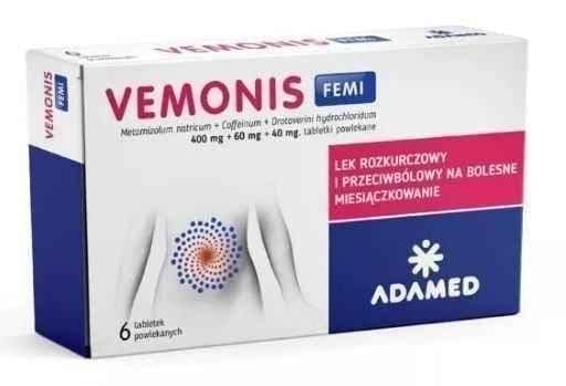 Vemonis Femi, metamizole sodium, droterna hydrochloride and caffeine UK