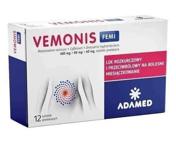 Vemonis Femi x 12 tablets, Antispasmodic and analgesic UK