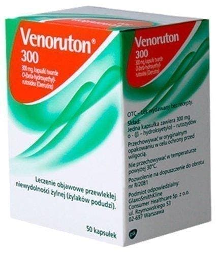 VENORUTON 0.3 x 50 caps. chronic venous insufficiency, edema, and pain UK