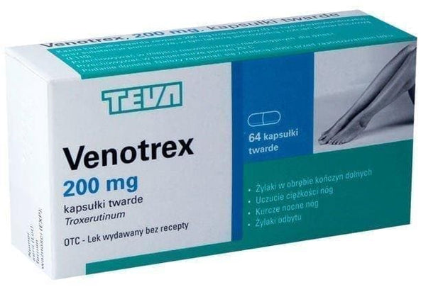 VENOTREX 0.2 x 64 capsules varicose veins and hemorrhoids UK