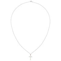 Versil 14k White Gold Hollow Cross Pendant with 18-inch Chain UK