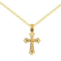 Versil 14k Yellow Gold Reversible Crucifix Cross Pendant UK