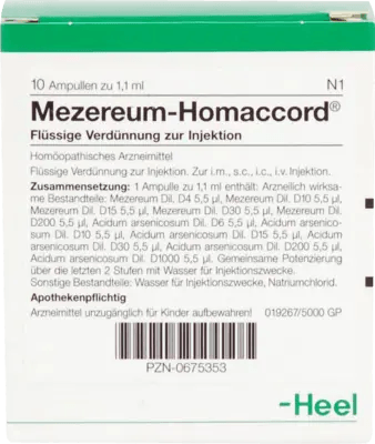 Vesicular eczema; herpes zoster; pruritus, MEZEREUM HOMACCORD ampoules UK