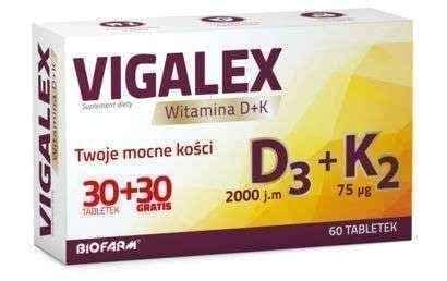 Vigalex D3 + K2 x 30 tablets + 30 tablets FOR FREE UK