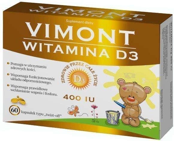 Vimont Vitamin D3 400IU x 60 twist-off capsules UK