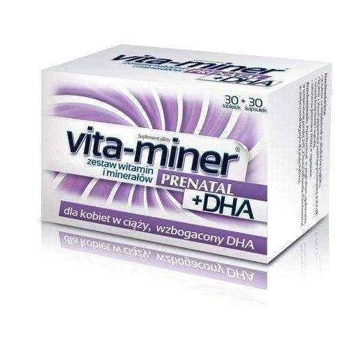 VITA-miner Prenatal + DHA x 60 tablets, vitamins for pregnant women, pregnancy supplements UK