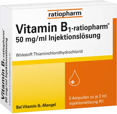 VITAMIN B1, vitamin b1 deficiency, b1 vitamin, -RATIOPHARM 50 mg, ml ampoules UK