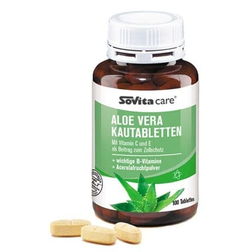 vitamin C, E, B vitamins, SOVITA CARE Aloe Vera chewable tablets UK