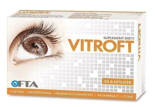 VITROFT x 30 capsules vitamins for eyes (witaminy na oczy) L-lysine, grape seed extract UK
