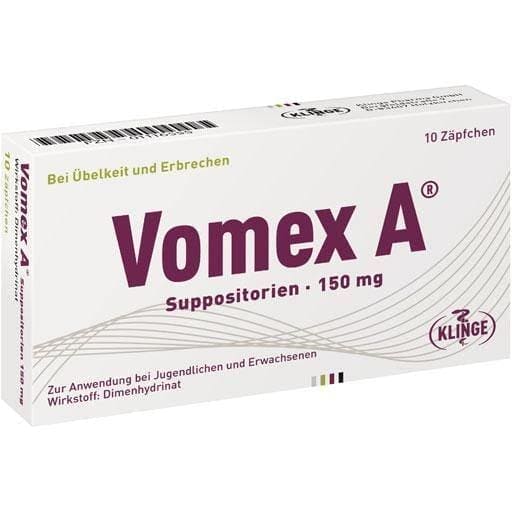VOMEX A 150 mg dimenhydrinate suppositories 10 pc UK