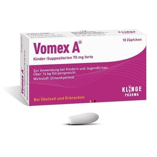 VOMEX A children's suppositories 70 mg dimenhydrinate forte UK