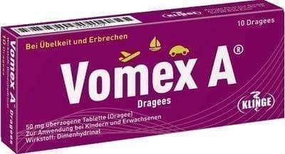 VOMEX A coated tablets 50 mg coated tablets 10 pc dimenhydrinate UK