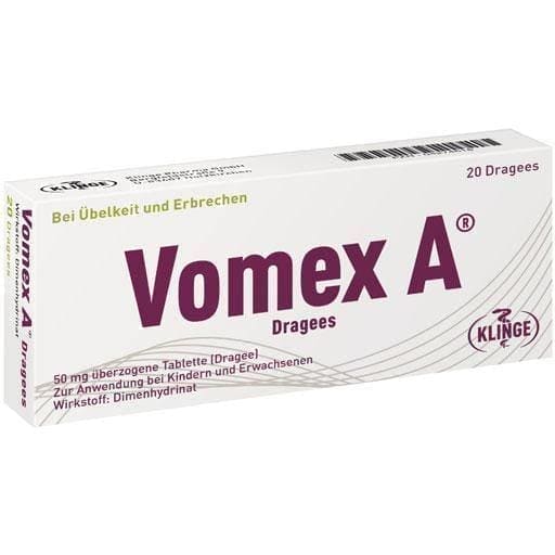 VOMEX A coated tablets 50 mg coated tablets 20 pc dimenhydrinate, motion sickness UK