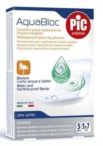 Weeping wound treatment PIC AquaBloc postoperative antibacterial plaster 5x7cm x 5 pieces UK