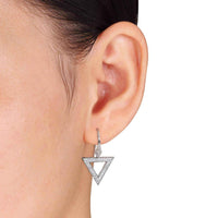White Sapphire Geometric Drop Earrings in Sterling Silver UK