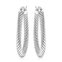 White Sterling Silver Twisted Hoop Earrings UK