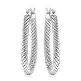 White Sterling Silver Twisted Hoop Earrings UK