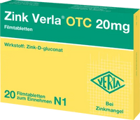 Zinc d-gluconate, ZINC VERLA OTC 20 mg film-coated tablets UK