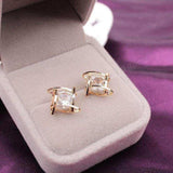 Zircon jewelry -Trendy Square Cross Zircon Earrings For Women UK