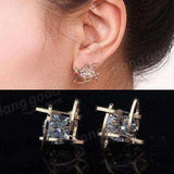 Zircon jewelry -Trendy Square Cross Zircon Earrings For Women UK