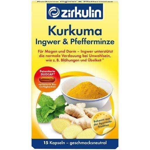 ZIRKULIN turmeric, ginger, peppermint capsules UK