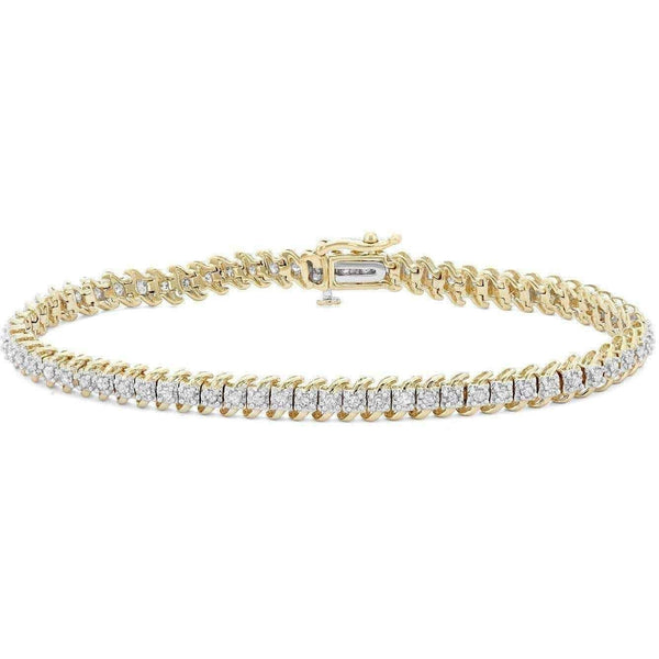 10k Gold 1ct TDW Diamond Link Tennis Bracelet - 10K White gold UK