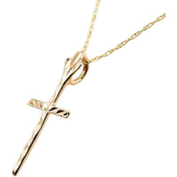 10k Yellow Gold Texture Cross Pendant with 18-inch Chain UK