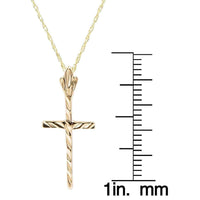10k Yellow Gold Texture Cross Pendant with 18-inch Chain UK
