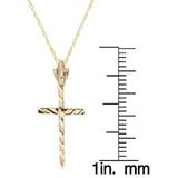 10k Yellow Gold Texture Cross Pendant with 18-inch Chain UK
