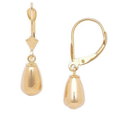 14k gold earrings Pear-shaped Drop Leverback UK