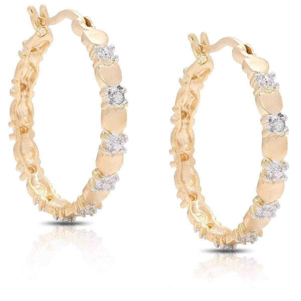 14k Gold Overlay Heart Diamond Accent Earrings UK