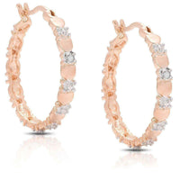 14k Gold Overlay Heart Diamond Accent Earrings UK