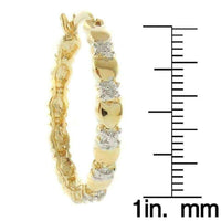 14k Gold Overlay Heart Diamond Accent Earrings UK