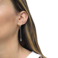14k Gold-plated Solid Sterling Silver Bezel Drop Threader Earrings UK